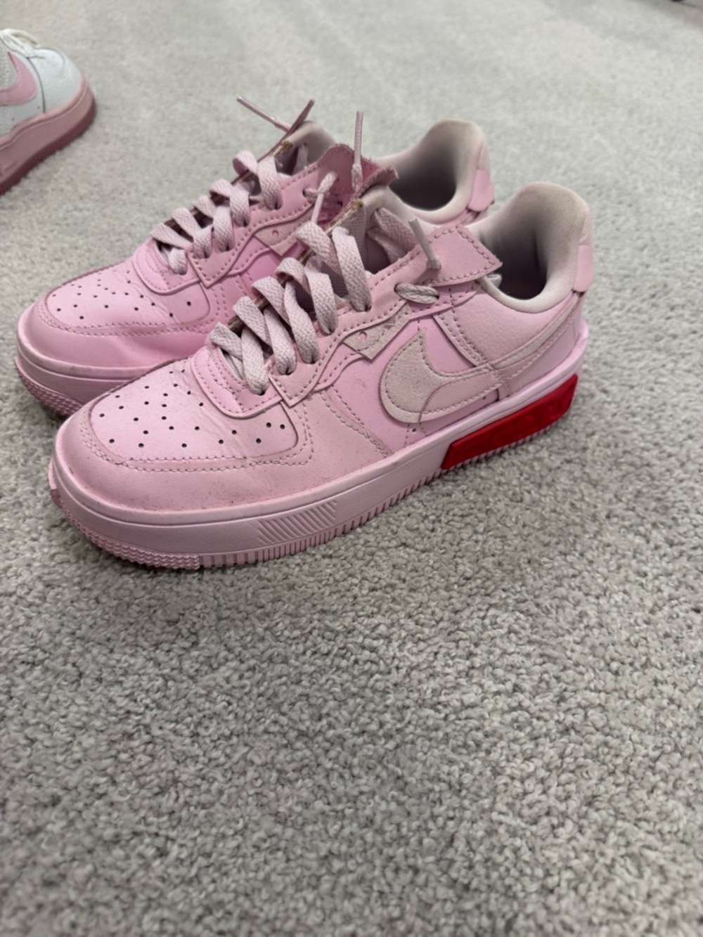 Nike Light Pink and Red Women's Low-Top Sneakers